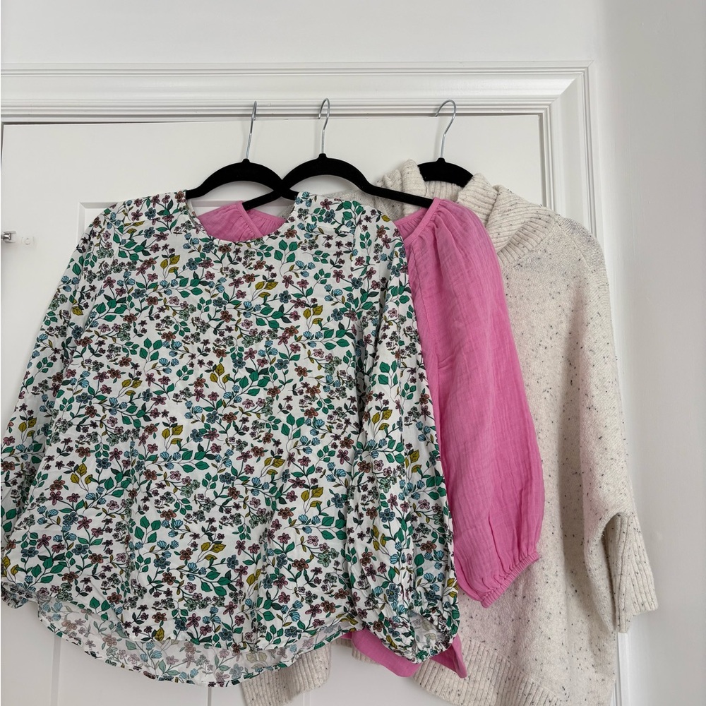 LOFT Floral and Pink Blouse with Poncho Sweater Bundle